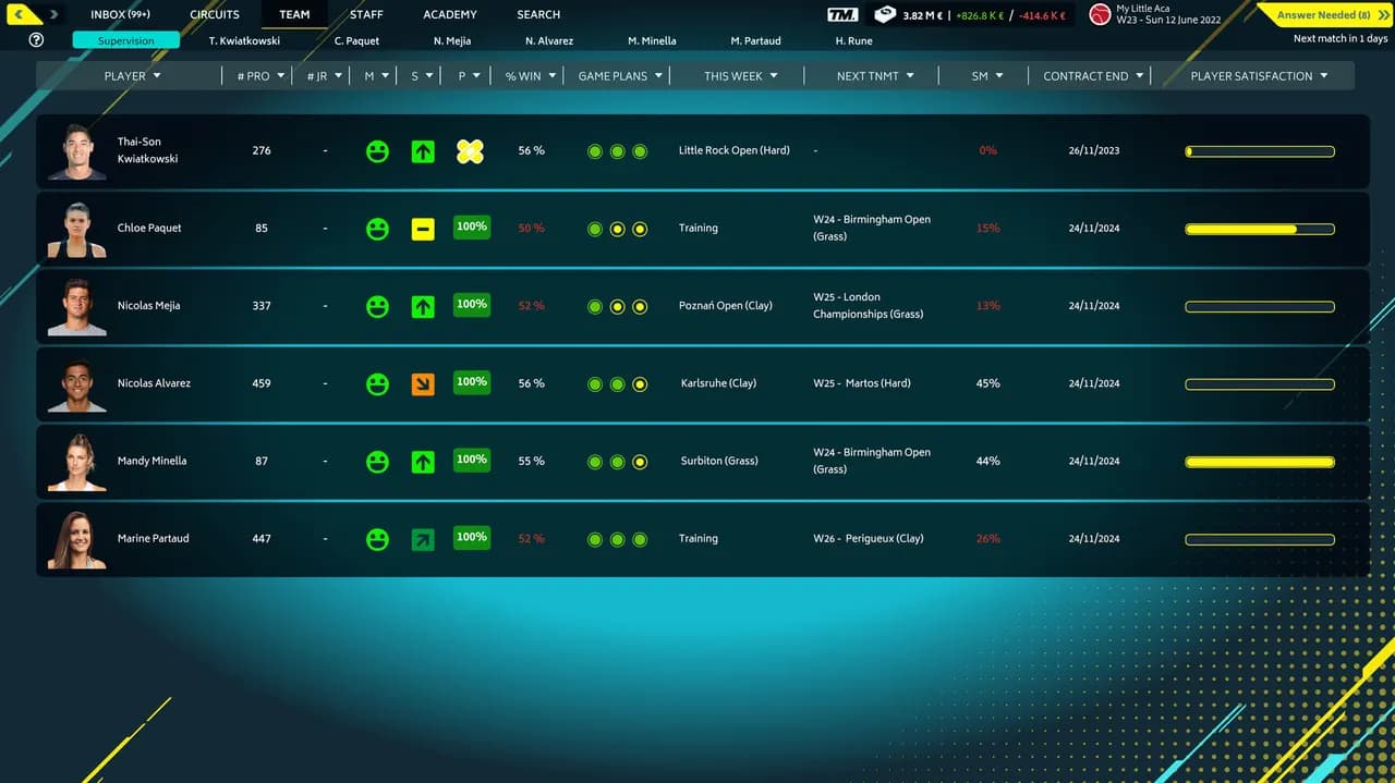 TENNIS MANAGER 2022 Steam — zrzut ekranu 2