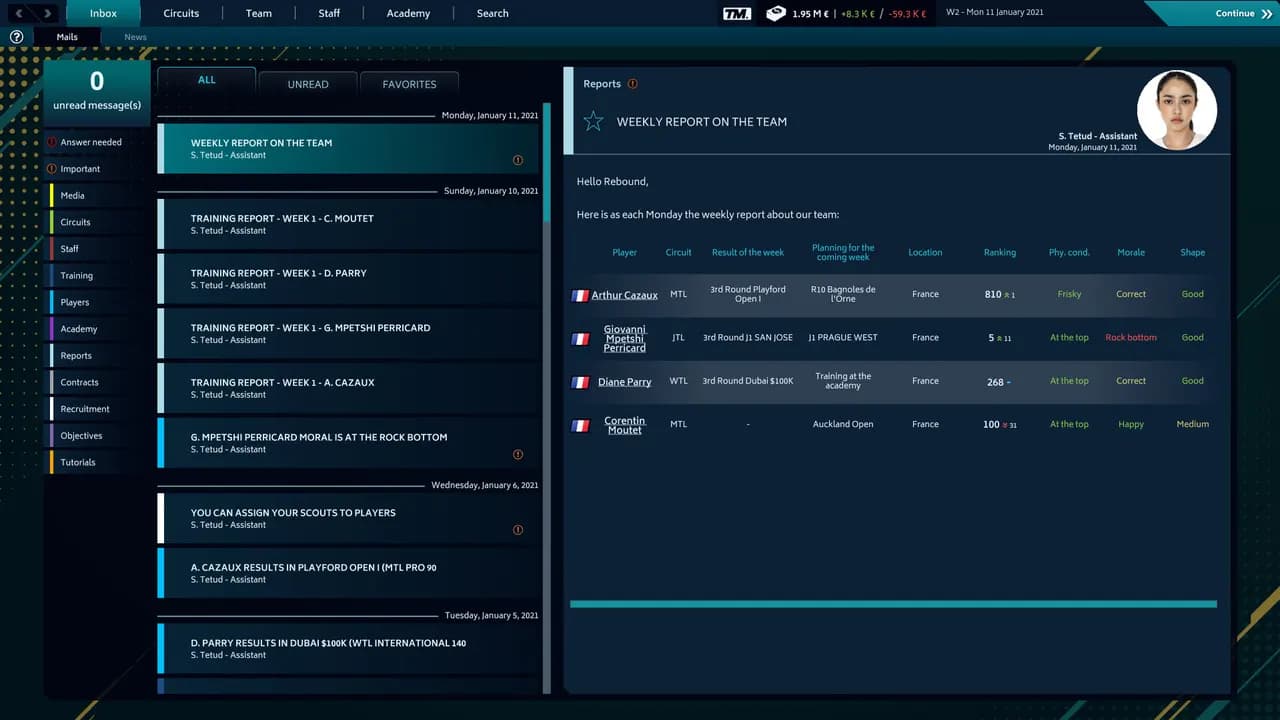 TENNIS MANAGER 2021 Steam — zrzut ekranu 6
