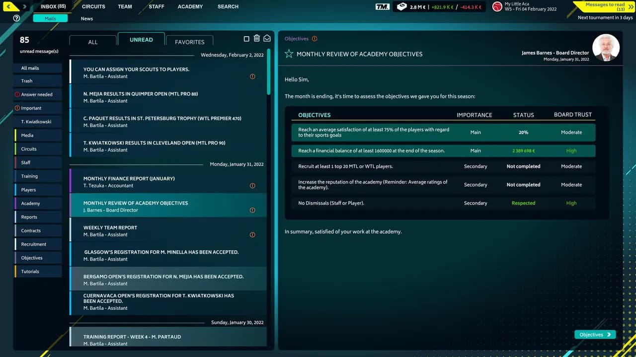 TENNIS MANAGER 2022 Steam — zrzut ekranu 6