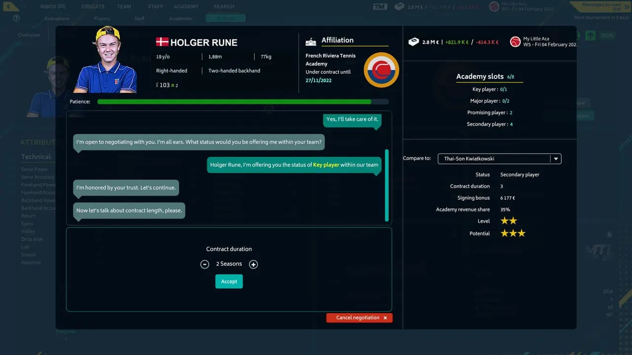 TENNIS MANAGER 2022 Steam — zrzut ekranu 1 z 6